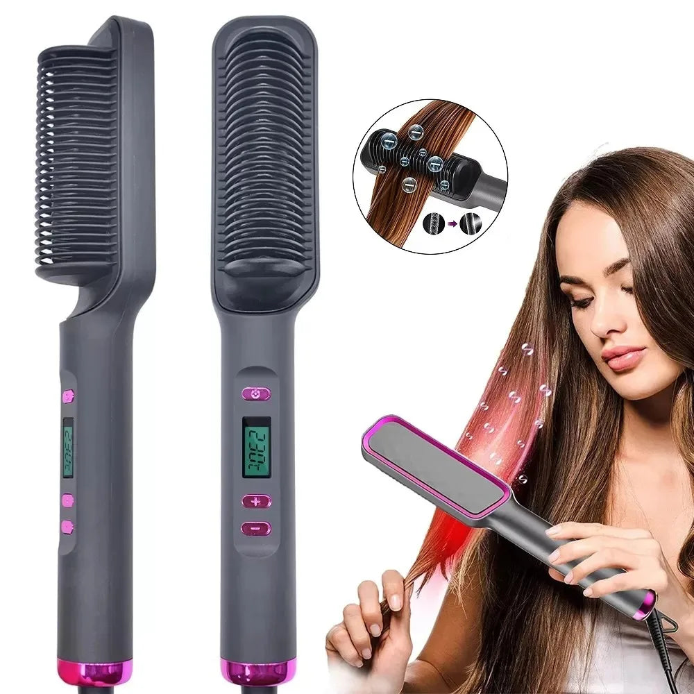 NIOLOV Electric Hair Straightener Comb – negative-ion anti-scald styling brush